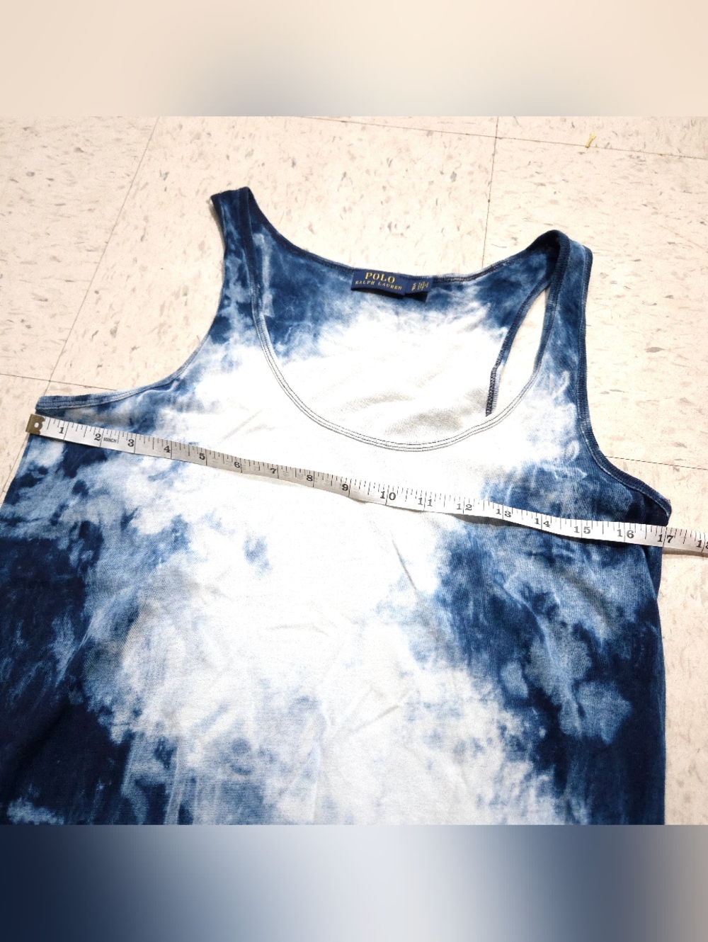 Polo Ralph Lauren | Tie-Dye Blue & White Sleeveless Maxi Dress - Picture 9 of 9